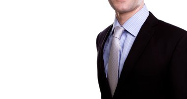 Beyaz arka plan karşı genç iş adamı portresi