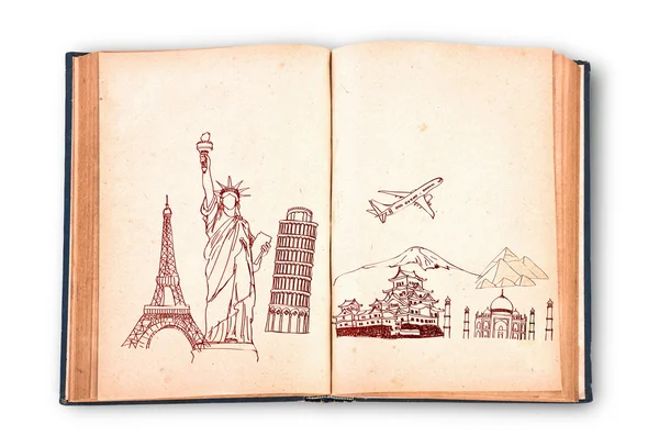 Libro di viaggio (Giappone, Francia, Italia, New York, India, Egitto ) — Foto Stock