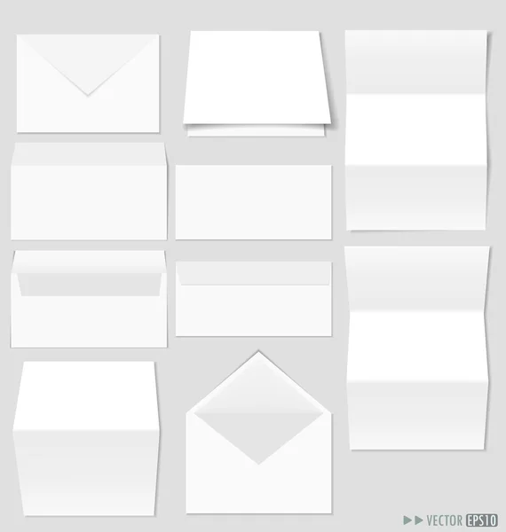Papel blanco y sobres. Ilustración vectorial . — Vector de stock