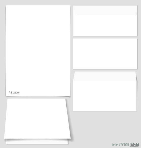 ホワイト ペーパーおよび封筒。ベクトル イラスト. — ストックベクタ