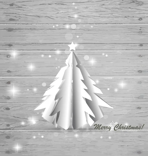 Christmas tree on wood background. Vector illustration. — Stock Vector