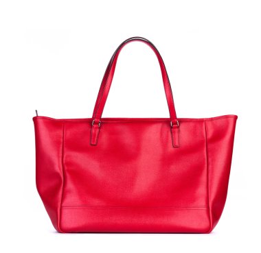 beyaz zemin üzerinde izole kırmızı kadın çanta