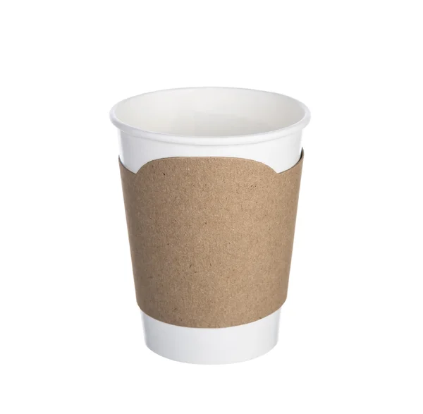 Paper cup of coffee Isolated white background — Stock Photo, Image