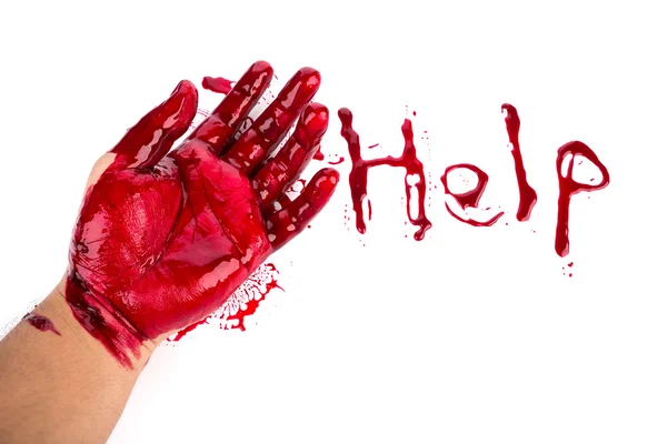 Halloween concept: bloeden hand op de witte achtergrond — Stockfoto