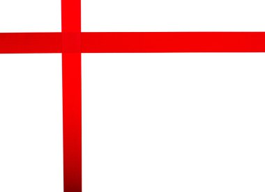 Beyaz arkaplanda kopyalama alanı olan parlak kırmızı kurdele.