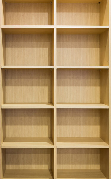 Wooden shelf with empty box