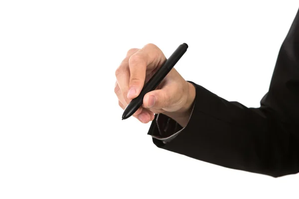 Business man hand drawing over white background — Stock Photo, Image