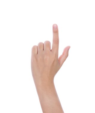 el dokunmadan veya üzerinde beyaz izole bir şeye işaret