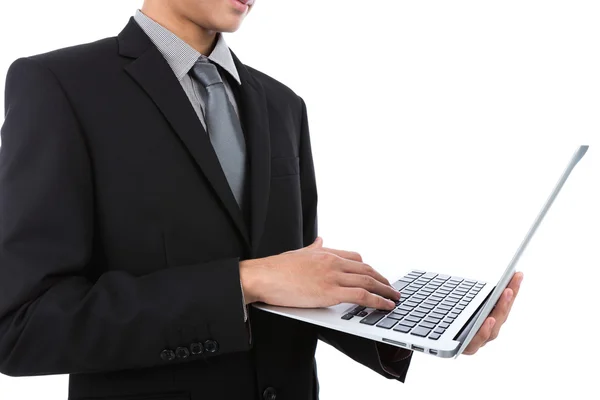 Homem de negócios com laptop — Fotografia de Stock