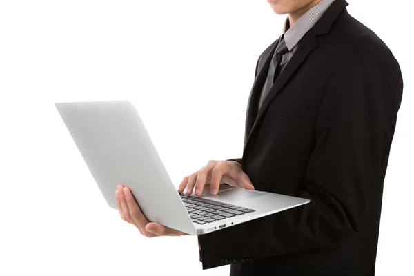 Homem de negócios com laptop — Fotografia de Stock