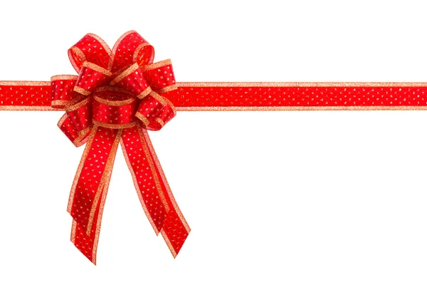 Red and gold gift bow and ribbon isolated on white background — Stock Photo, Image