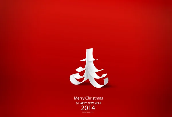 Buon Natale biglietto di auguri con origami albero di Natale, vecto — Vettoriale Stock