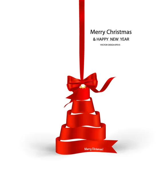 Ribbon christmas tree, vector illustration. — Stock Vector