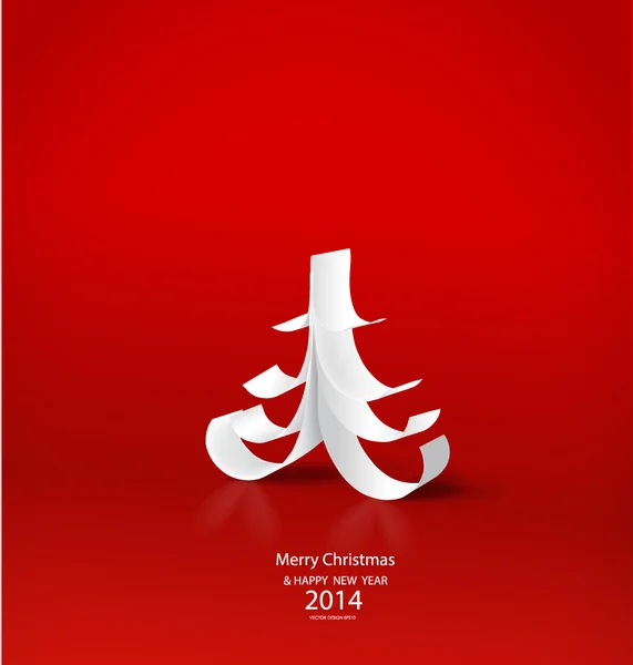 Καλά Χριστούγεννα ευχετήρια κάρτα με origami χριστουγεννιάτικο δέντρο, vecto — Διανυσματικό Αρχείο