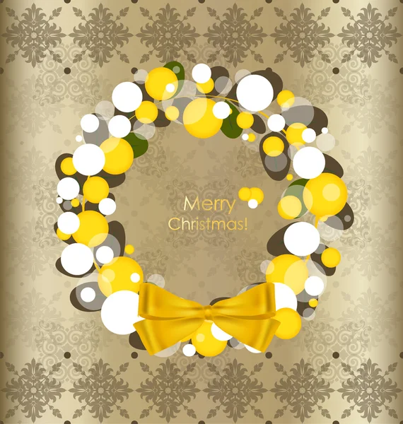 Feliz Navidad tarjeta de felicitación con fondo vintage, vector il — Vector de stock