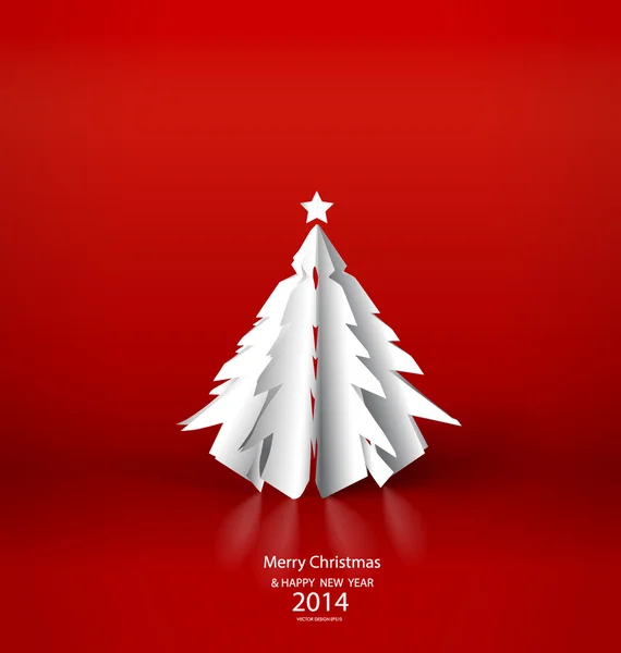 快乐圣诞贺卡与折纸圣诞树，vecto — 图库矢量图片