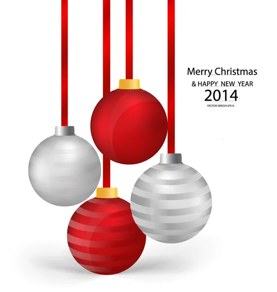 Bolas de Natal com fita e arco, ilustração vetorial . —  Vetores de Stock