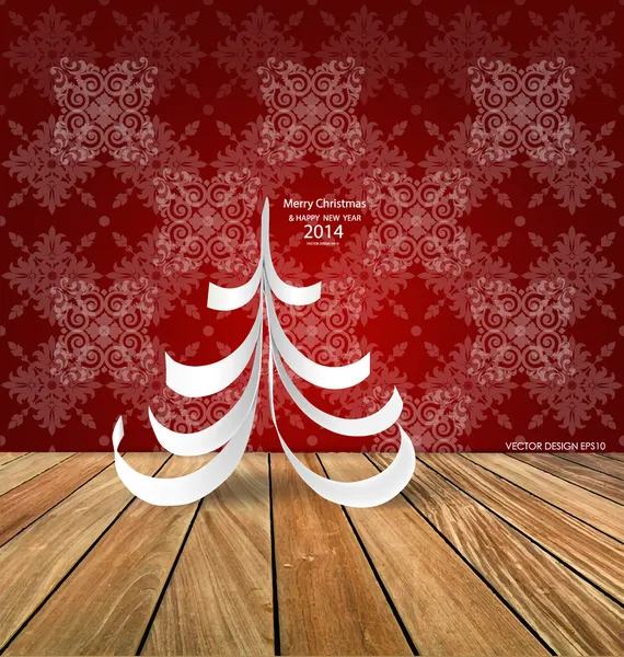 Merry christmas wenskaart met origami, kerstboom, vecto — Stockvector