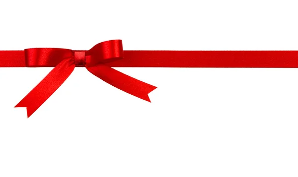 Shiny red ribbon on white background with copy space — Stock Photo, Image