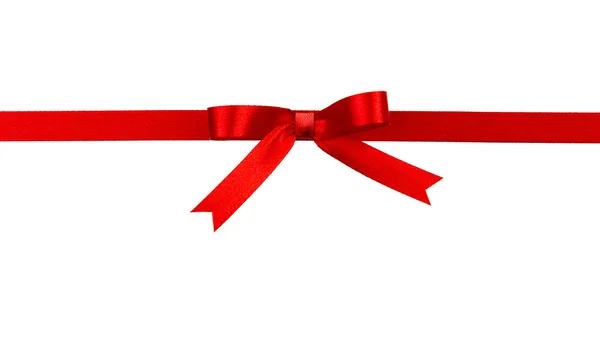 Shiny red ribbon on white background with copy space — Stock Photo, Image