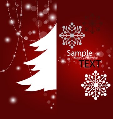 Noel ağacıyla Noel arkaplanı, vektör illüstrasyonu.