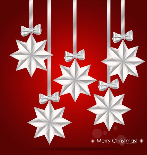 Decorações de Natal com fita e arco, ilustração vetorial . — Vetor de Stock