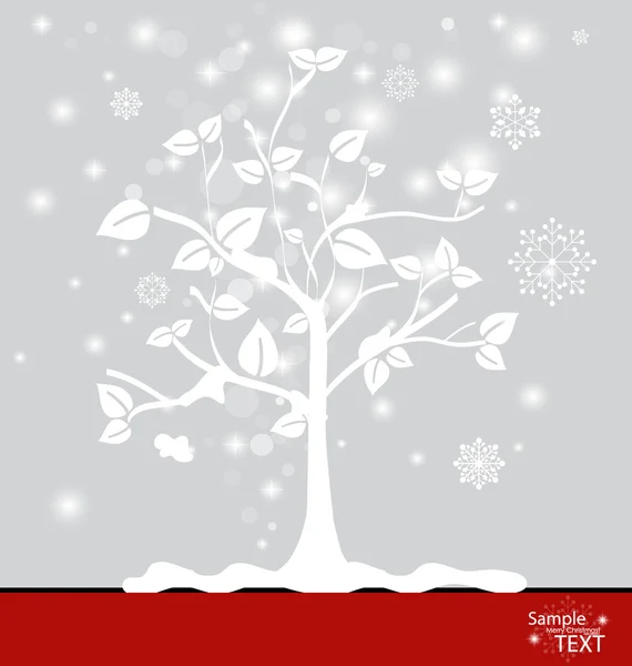 Albero astratto con fiocchi di neve. Illustrazione vettoriale . — Vettoriale Stock