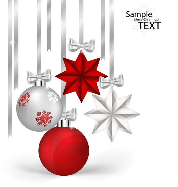 Décorations de Noël avec ruban et arc, illustration vectorielle . — Image vectorielle