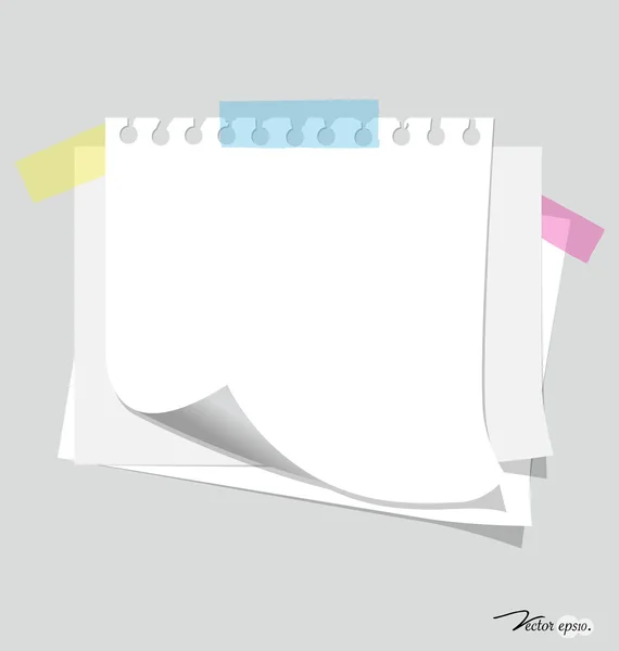 White note paper, ready for your message. Vector illustration. — Stock Vector