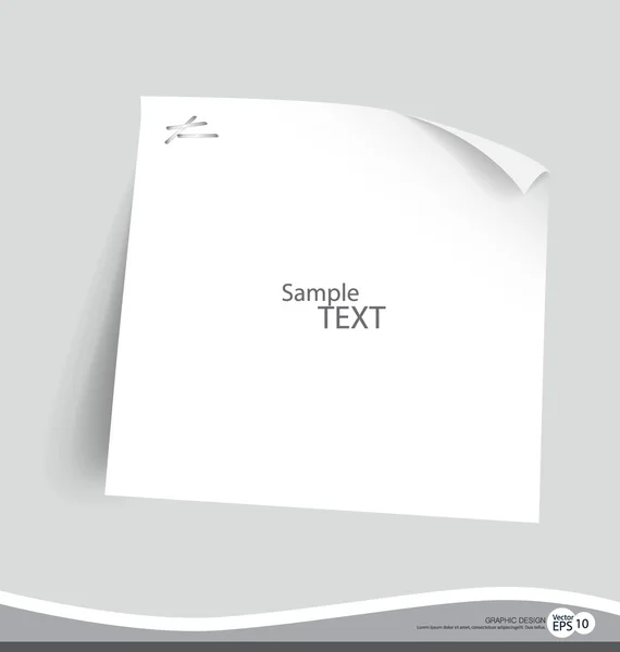 White note paper, ready for your message. Vector illustration. — Stock Vector