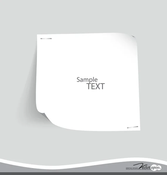 White note paper, ready for your message. Vector illustration. — Stock Vector