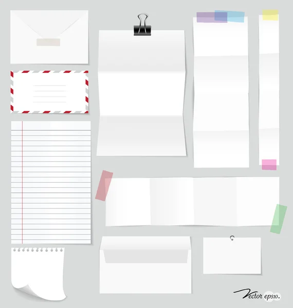 Collection of various note papers, ready for your message. Vecto — Stock Vector