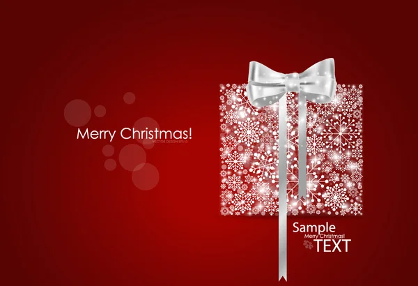 Kerstmis achtergrond met de doos van de gift gemaakt van sneeuwvlokken. vector — Stockvector