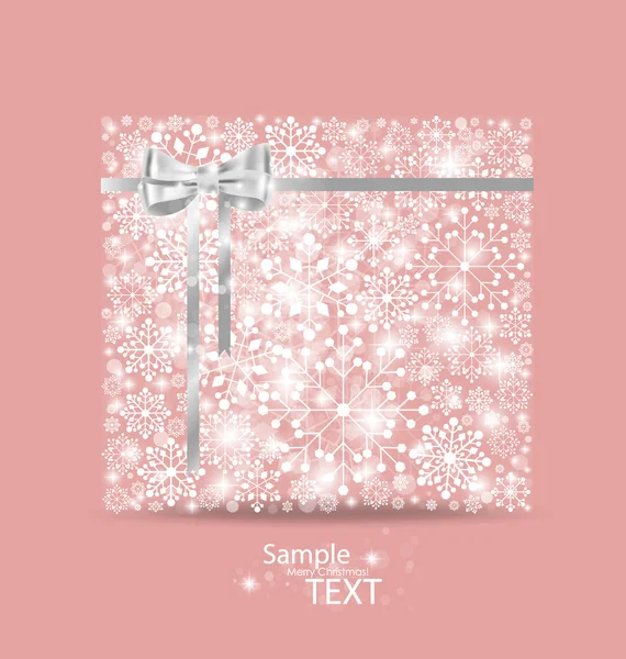 Christmas background with gift box made from snowflakes. Vector — Stock Vector