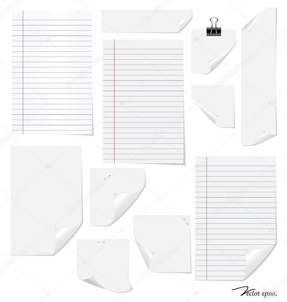 Collection of various note papers, ready for your message. Vecto