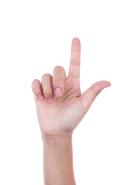 kadın el beyaz zemin üzerine izole sanal ekran dokunaklı