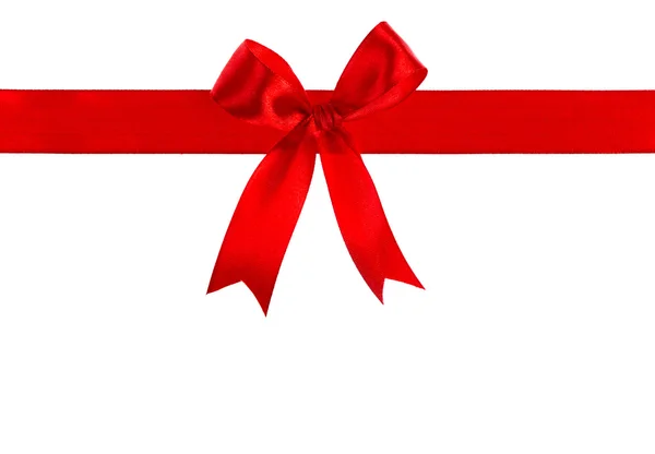 Shiny red ribbon on white background with copy space — Stock Photo, Image