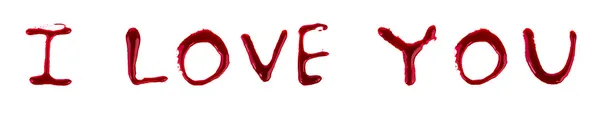 I LOVE YOU dripping blood on white background — Stock Photo, Image