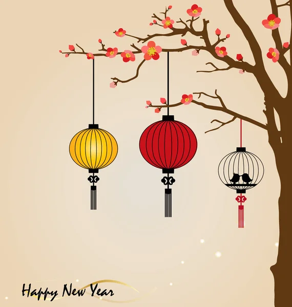 Grandi lanterne tradizionali cinesi porteranno fortuna e pace — Vettoriale Stock