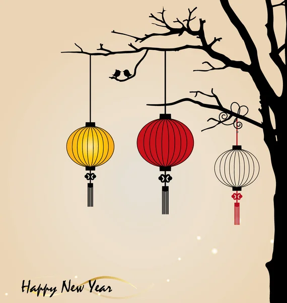 Big traditional chinese lanterns will bring good luck and peace — Stock Vector