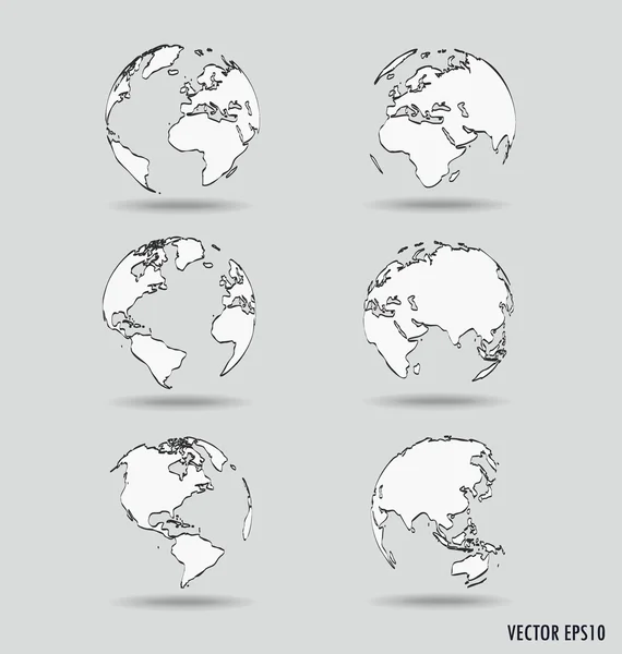Set of Modern globe drawing concept. Vector illustration. — Stock Vector