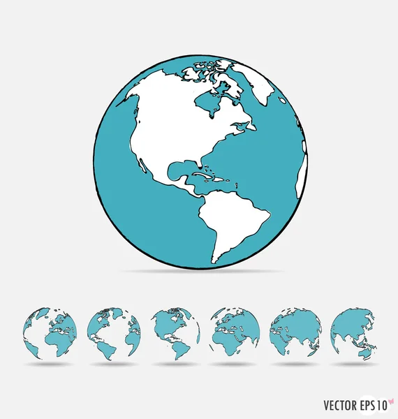 Set of Modern globe drawing concept. Vector illustration. — Stock Vector