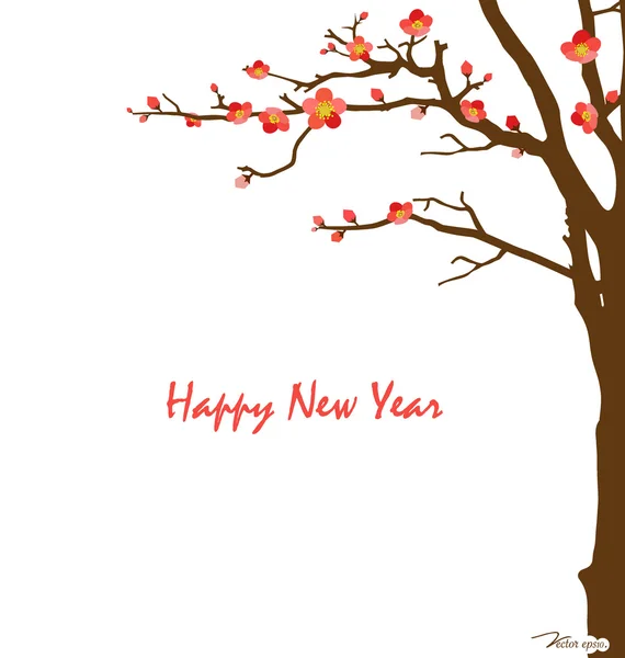 Çin yeni yıl kartı ile kiraz çiçeği. vektör çizim. — Stok Vektör