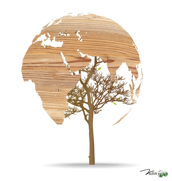 Tree shaped world map. Vector illustration. — Stock Vector