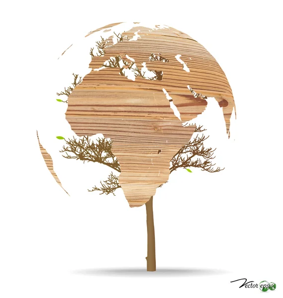 Mapa świata w kształcie drzewa. Ilustracja wektorowa. — Wektor stockowy