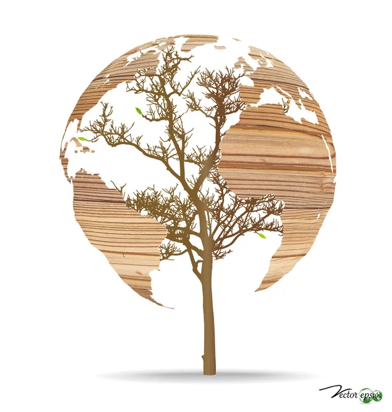 Mapa do mundo em forma de árvore. Ilustração vetorial . —  Vetores de Stock