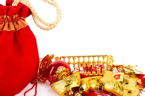 Chinese New Year Gift Bag and decoration on White Background — Stock Photo, Image