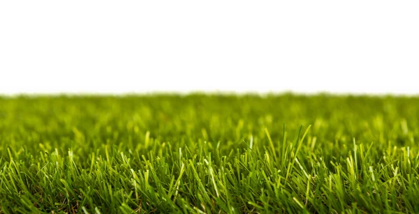 Künstliche frische Frühling grün Gras-Panorama isoliert auf weiß — Stockfoto