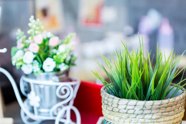 Hierba y flores sobre la mesa —  Fotos de Stock