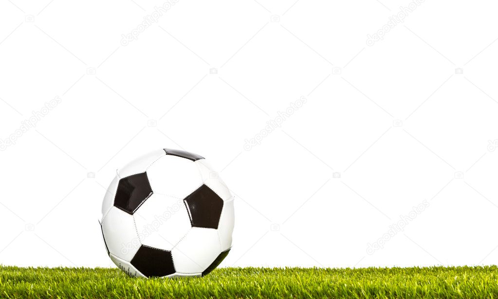 soccer ball on grass. Isolated